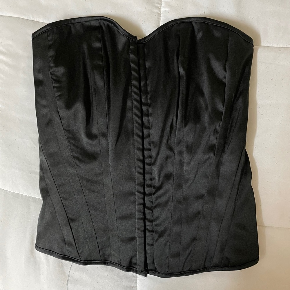 Black Silky Lace Up Corset
